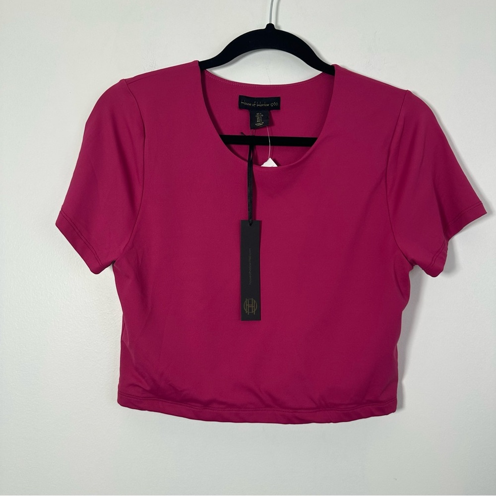House Of Harlow Fuchsia Pink Fitted Crop Top L NWT